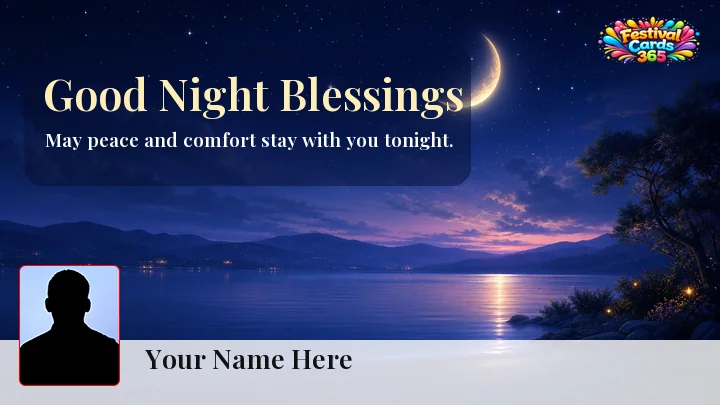 Good Night blessings card preview with name and photo
