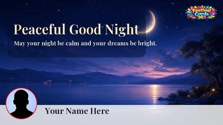 Peaceful Good Night card preview with a moonlit lake