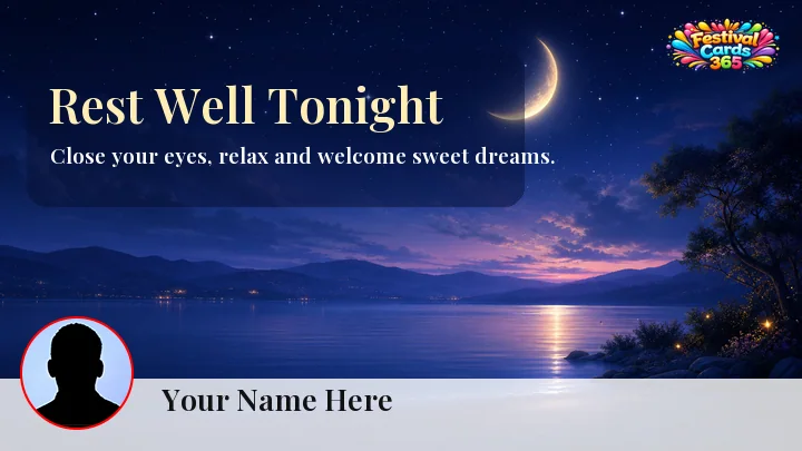 Rest Well Good Night card preview with name and photo
